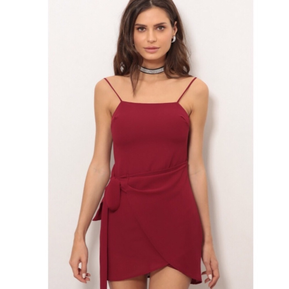 Wine Double Tie Wrap Dress NWOT